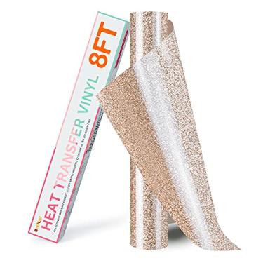 Imagem de HTVRONT Rolos De Vinil Transferência Térmica Glitter Htv - 8 Pés X 10 Pol. Marrom Para Camisas E Todas As Máquinas Corte, Design Fácil Cortar Ervas Daninhas
