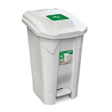 Imagem de Lixeira Grande Rodas  e Pedal 120Litros Tampa Click Branca - Arqplast