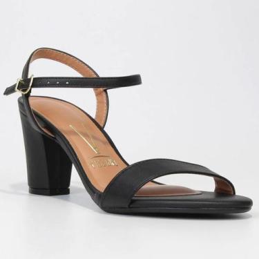 Imagem de Sandália Vizzano Salto Médio Grosso Tira Feminina - Preto, Preto, 37