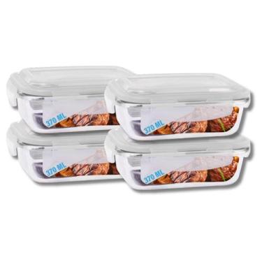 Imagem de Jogo 4 Potes de Vidro Hermético Marmita Tampa 4 Travas 370ml - PRATICA