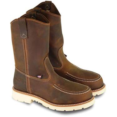Imagem de Bota masculina Thorogood American Heritage de 28 cm sem fecho Wellington Moc Toe, MAXWear 90 Safety Toe Boot, Trail Crazyhorse, 8