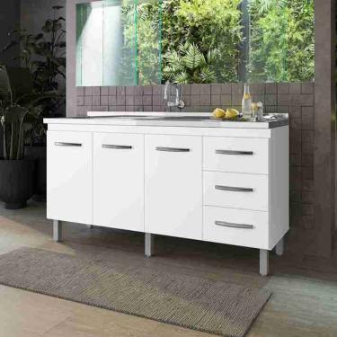 Imagem de Balcão Gabinete para Pia 150cm Diana com 3 Portas - Branco