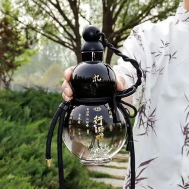 Imagem de ZIYOUGOU Garrafa de água de cabaça, 930 ml, água esportiva, viagem, jarra para academia, jarro portátil para viagem, grande capacidade, durável, com 2 alças versáteis para pendurar e adesivos