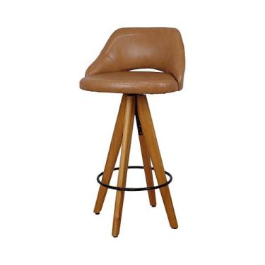 Imagem de Kit 2 Banqueta Estofada Nicole Giratória De Madeira Sintético - Plenus