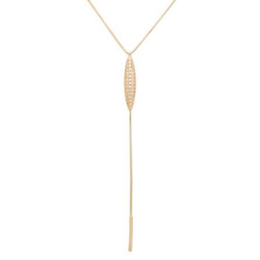 Imagem de Colar Corrente Gravatinha Navete Pedras Banhado Ouro 18K - Papillon Se