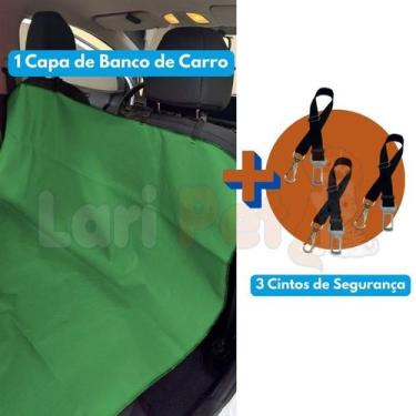 Imagem de Kit Capa Impermeável Pet para Banco de Carro + 3 Cintos de Segurança p