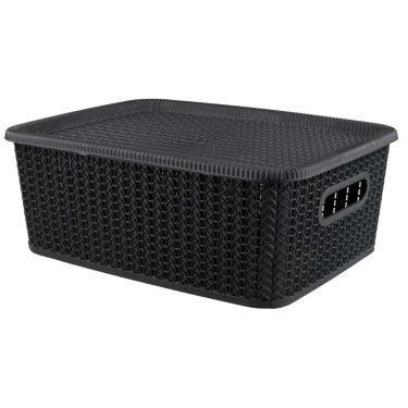 Imagem de Caixa Organizadora com Tampa 12.5L Rattan São Bernardo OR24 Preta