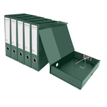 Imagem de HUA JIE A4 Caixas de arquivo de armazenamento de plástico com clipe, organizador de pasta de arquivos de PVC, caixa de arquivamento de documentos para escritório, 32,5 × 6,5 × 24 cm, verde (pacote com