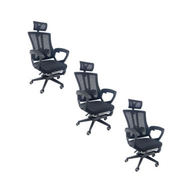 Imagem de Kit 3 Cadeiras de Escritório Presidente Executiva Oficial Paris Preto