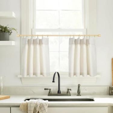 Imagem de Lino Rosa Cortinas de RV de 50 cm para campistas, cortinas de janela pequenas plissadas transparentes para cozinha