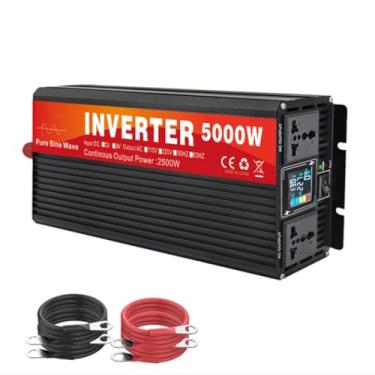 Imagem de 24v to 110v 60hz,Inversor de onda senoidal pura eficiente de 5000 watts, conversor de energia de 12 V - 72 V CC para 110 V/220 V CA com 2 tomadas CA/visor LCD, inversor de energia
