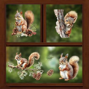 Imagem de Peacoblue Adesivo adesivo adesivo de janela estática dupla face para janelas de carro de vidro grandes, 1 folha de cogumelo floresta e animais 120 cm x 30 cm à prova d'água removível para sala de aula