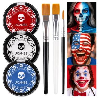 Imagem de Kit de pintura facial UCANBE, bandeira dos EUA, vermelho, branco, azul