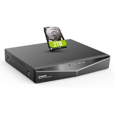 Imagem de DVR para câmera de segurança, SANNCE 5MP 8CH CCTV DVR com disco rígido de 2TB, gravador de vigilância H.264+ híbrido 5 em 1 para câmeras analógicas 8CH e 2CH IP, acesso remoto, detecção de movimento