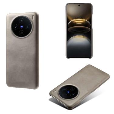 Imagem de Capa para vivo X100s 5G,Proteção contra quedas,Casca de volta de cor sólida simples,Design de couro de imitação de plástico-Gray