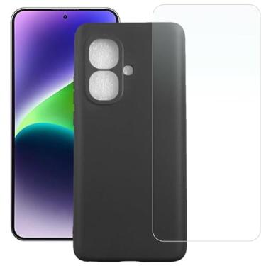 Imagem de TNKISRY Capa para celular Infinix Smart 10 [6,7 polegadas], capa protetora preta de TPU macio, posição precisa do orifício, película protetora de tela temperado [1 unidade]