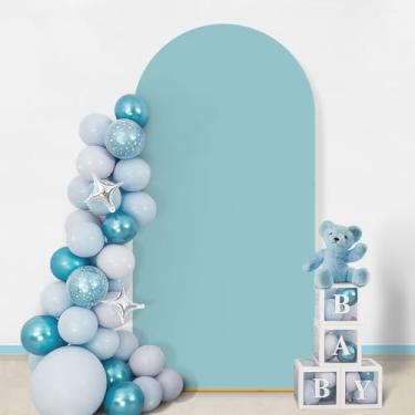 Imagem de GOJAWAY Capa de arco de casamento azul de 2 m, capas de suporte de arco de casamento de elastano para topo redondo Chiara Arch Background Capa para decoração de festa de aniversário, cerimônia