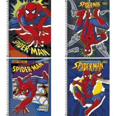 Imagem de Caderno 01X1 Capa Dura SPIDER-MAN 80 Folhas FIT Pacote com 04 - Tilibr
