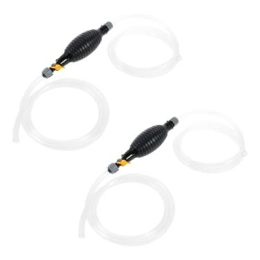 Imagem de 2 peças de bomba de sifão para gasolina, mangueira de sifão para gasolina, bomba de sucção líquida com válvula de fluxo e fivela de fixação, mangueira de sifão portátil, para gasolina, óleo diesel