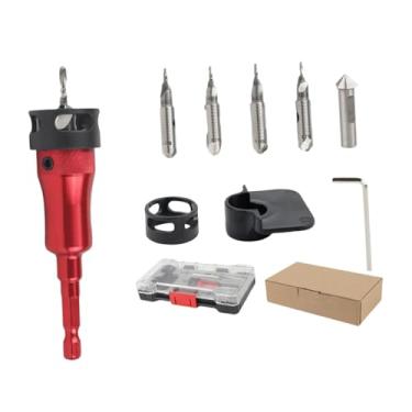 Imagem de Bothyi Conjunto de brocas escareadas com design de quatro sulcos para suporte de broca extensora de furadeira elétrica compacto com caixa de armazenamento, com 1 Chave Inglesa