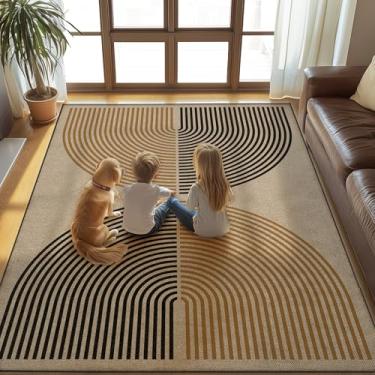 Imagem de Tapete lavável de juta fácil arco-íris, 22,5 x 30,5 cm, ambientes externos, ambientes internos, modernos, geométricos, contemporâneos, tapetes grandes, leves, antiderrapantes para sala de estar, sala