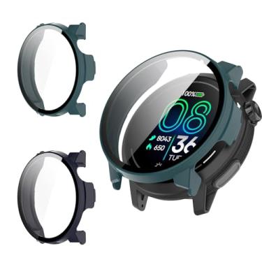 Imagem de YAJOJO (Pacote com 2) Capa protetora para COROS PACE Pro, amortecedor de policarbonato de cobertura total com protetor de tela de vidro temperado, capa à prova de choque resistente a arranhões para