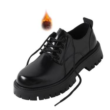 Imagem de Sapatos masculinos ZLNMLD, couro, cadarço, plataforma Oxfords, pretos