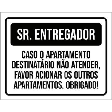 Imagem de Kit 5 Placas Entregador Apartamento Atender 36X46
