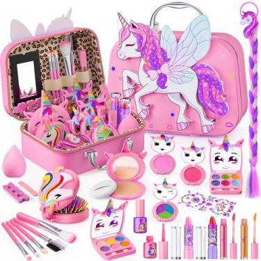 Imagem de Kit de maquiagem Beayuck Kids com estojo Flying Horse de 3 a 13 anos