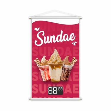 Imagem de Banner Sundae Sorvete Sorveteria Gelado Preço Lona 60X40Cm - Plimshop
