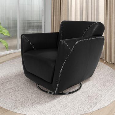 Imagem de Poltrona Decorativa Valentina Sala de Estar Giratória Couro Preto G40 - Gran Belo