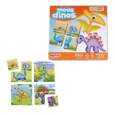 Imagem de Quebra-Cabeça Meus Dinos 16 Peças em Madeira Ciabrink