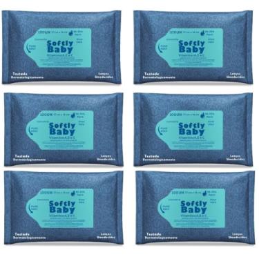 Imagem de 600Un Lenço Umedecido Baby Softly - Com Vitaminas A e C, Aloe Vera e Camomila - Suave e Hipoalergênico para Bebês (6 Pacotes)
