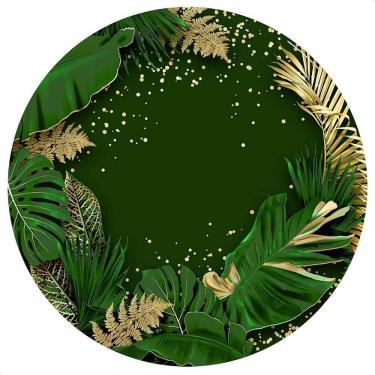 Imagem de Painel Festa Redondo Sublimado Temático 3D Te Folhagem Doura