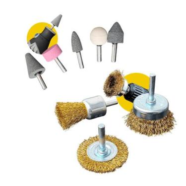 Imagem de Kit 3 Escova de Aço Circular e Pontas Montadas Para Furadeira - Lugato