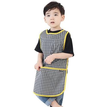 Imagem de Avental infantil Plie impermeável sem mangas com bolsos para idades de 1 a 8 anos da Plie, Black Check, Small