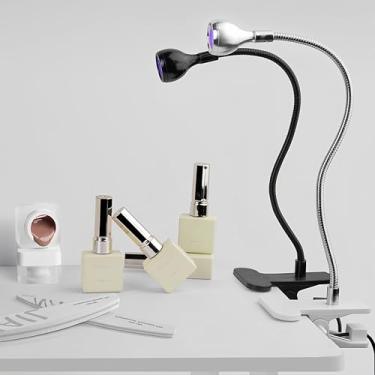 Imagem de Lâmpada LED para unhas, secador de unhas de 3 W com pescoço de ganso e braçadeira para manicure, luz de cura para unhas DIY Home (preto)
