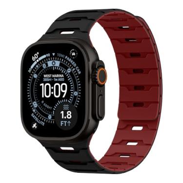 Imagem de Pulseira de silicone magnética para Apple Watch 49 mm, 46 mm, 45 mm, 44 mm, 42 mm, 41 mm, 40 mm, 38 mm, feminino e masculino, pulseira de borracha à prova d'água para iWatch Ultra 3 /SE 3/Series 11 10