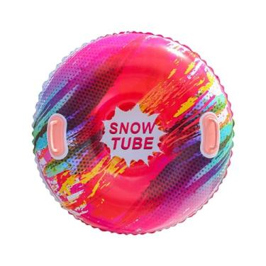 Imagem de Baoblaze Câmara de neve inflável, trenó inflável, ao ar livre, câmara de esqui anti-tombamento com alças para férias, esqui, esportes, festa de inverno, Vermelho