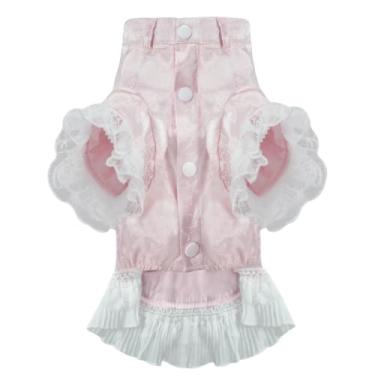 Imagem de MAMORE Vestido de camisa para cães, camisa de gravata borboleta Doggy Prince, traje formal casual para animais de estimação para cães pequenos, médios e grandes (rosa, 4GG)