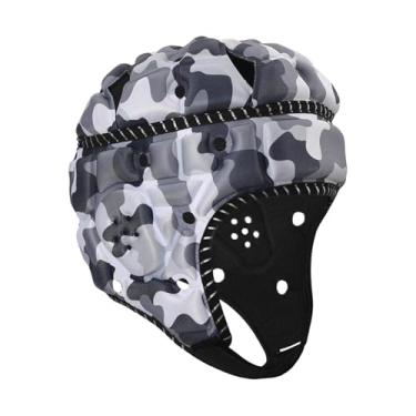 Imagem de Aymzbd Capacete de Rugby Capacete de Futebol Americano Meninos Meninas Boné Esportivo para Jogo de Futebol Americano Chapéu de Goleiro, Preto Branco