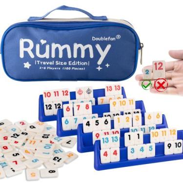 Imagem de Rummy Cube Game Doublefan Mini Size com bolsa de lona 160 peças