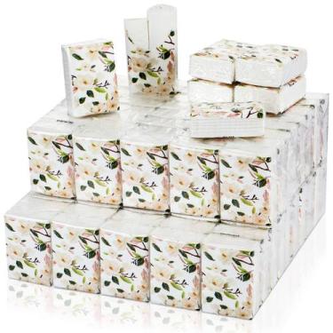 Imagem de Lenços faciais Thenshop, 3 camadas, tamanho bolso, 100 pacotes