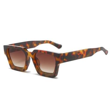 Imagem de Óculos de Sol Feminino Candy Color com Lentes Degradê e Proteção UV400, Estilo Punk, para Esportes ao Ar Livre, Corrida e Ciclismo, Estampa de Leopardo e Chá degradê