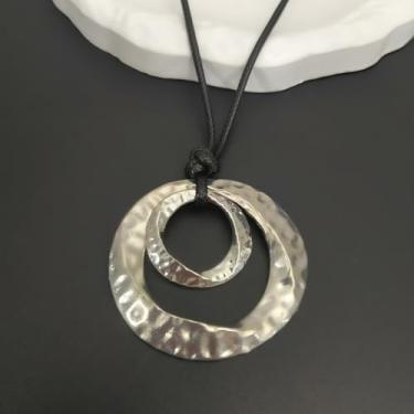 Imagem de Colar Boho feminino de ouro grosso com pingente longo, joia chique caubói ocidental, gargantilha de couro para shows country, presentes de amizade, enfeites de Natal, Medium, Latão, Sem Pedra Preciosa