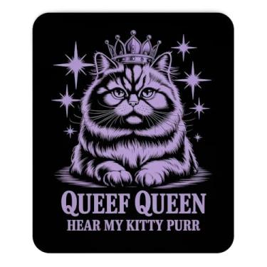 Imagem de Mousepad Queef Queen Hear My Kitty Purr Design de meme de gato engraçado hilário humor sarcástico acessório de mesa ousado animal paródia estilo exclusivo mouse pad de computador novidade tapete de