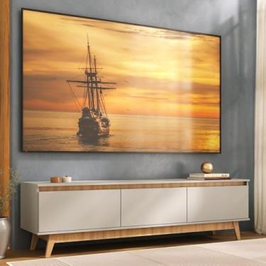 Imagem de Rack para Tv até 80 Polegadas 180cm 3 Portas Retrô Multimóveis Mp1103 Off White/madeirado