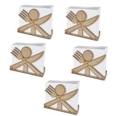 Imagem de Kit Porta Guardanapos MDF Temático Tema Talheres Eventos Chá de Cozinha Festas Restaurantes Lembrancinhas (5, CRU)