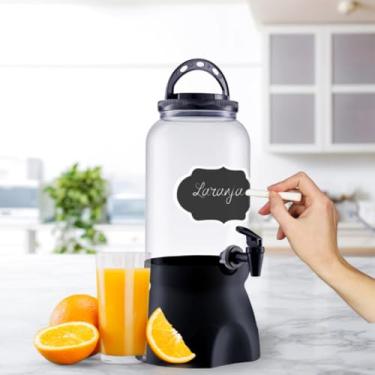 Imagem de Kit Suqueiras De Plástico Louça 3,6l DIspenser Grande Bebidas Pote Com Tampa Alça E Torneira(preto)