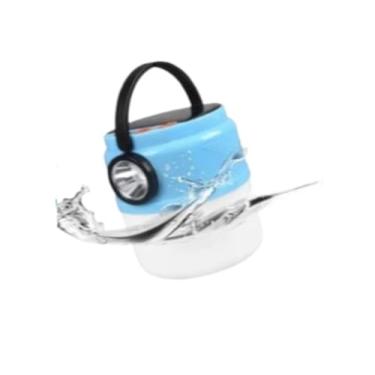 Imagem de Lâmpada de Emergência, Lampião Led Recarregavel Forte Lanterna Multiuso PortáTil RecarregáVel A Luz Solar 2 em 1(AZUL,1UNIDADE)